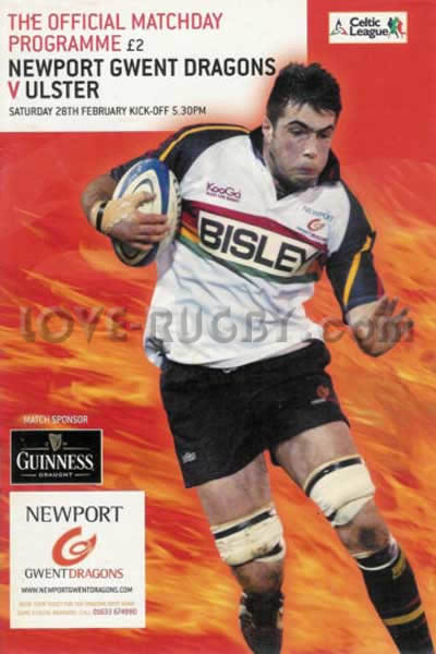2004 Newport Gwent Dragons v Ulster  Rugby Programme